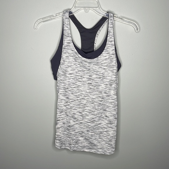 Lululemon On Track Tank in Tiger Space Dye Black White / Dark Carbon Sz 8! - Picture 7 of 13